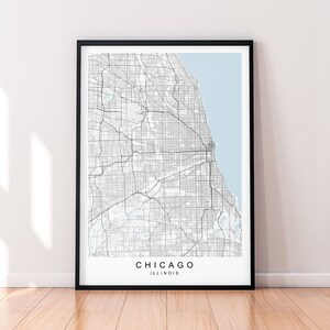 Chicago Illinois City Map Print Poster Minimalistisch Home Decor Chicago Illinois USA Kaart Poster Wall Art Decor