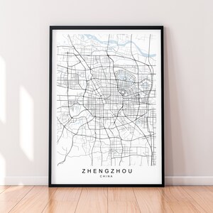 Zhengzhou China Stadt Karte Print Poster Minimalist Home Decor Zhengzhou City Map Poster Wall Art Decor