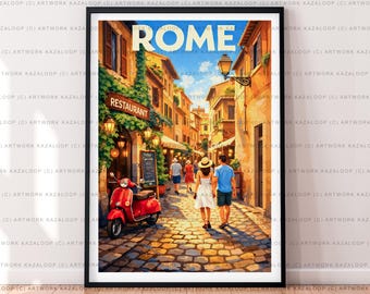 Rome Travel Print Rome Illustration Poster Gift Unframed Print