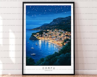 Corfu Art Print Illustration Corfu Greece Poster Wall Art Gift Unframed Print