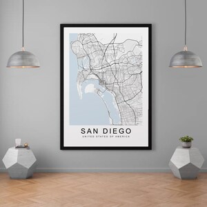 Mapa de San Diego, Califórnia, EUA, mapa da cidade, impressão minimalista, mapa de casa, pôster, decoração de parede