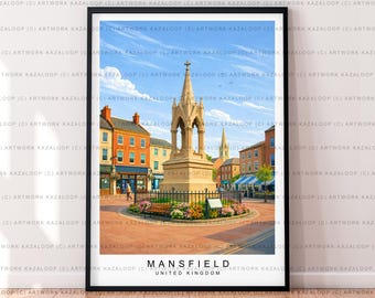 Mansfield Travel Print Mansfield Illustration Art Poster Gift Unframed Print