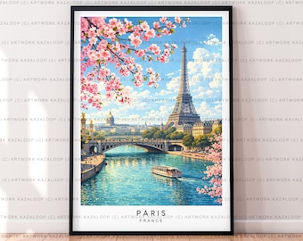 Paris France Print Spring Art Poster Minimalist Home Travel Paris Poster Wall Art Decor