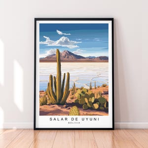 Salar de Uyuni Illustration Print Salar de Uyuni Salt Flat Poster Wall Art Gift Unframed Print
