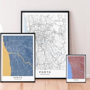 Porto Map Poster Print Portugal City Map Print Minimalist Home Map Poster Wall Decor