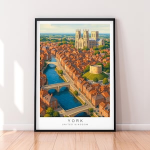 Illustrazione artistica di una stampa di York senza cornice, poster di viaggio di York, Regno Unito