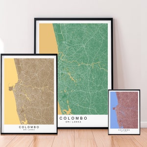 Colombo City Map Print Minimalist Sri Lanka Colombo Home Map Poster Wall Decor - Mixed Colours Available