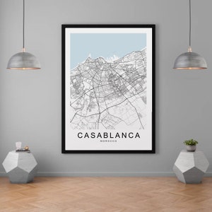 Casablanca Maroc ville ville carte impression minimaliste maison carte affiche décoration murale