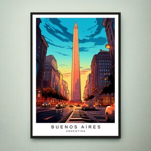 Buenos Aires Sunset Wall art Illustration Print Buenos Aires Argentina Travel Poster Gift Unframed Print
