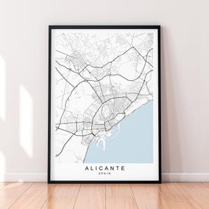 Alicante Map Print Poster Minimalist Home Decor Alicante Spain Map Poster Wall Art Decor