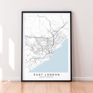 East London South Africa City Map Print Poster Minimalistisch Home Decor East London Town South Africa Map Poster Wall Art Decor