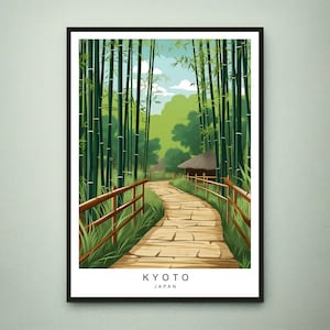 Stampa di illustrazione di Kyoto Foresta di bambù di Arashiyama Poster di viaggio in Giappone Regalo Stampa senza cornice