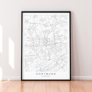 Dortmund City Map Germany Print Poster Minimalist Home Decor Dortmund Germany  Map Poster Wall Art Decor