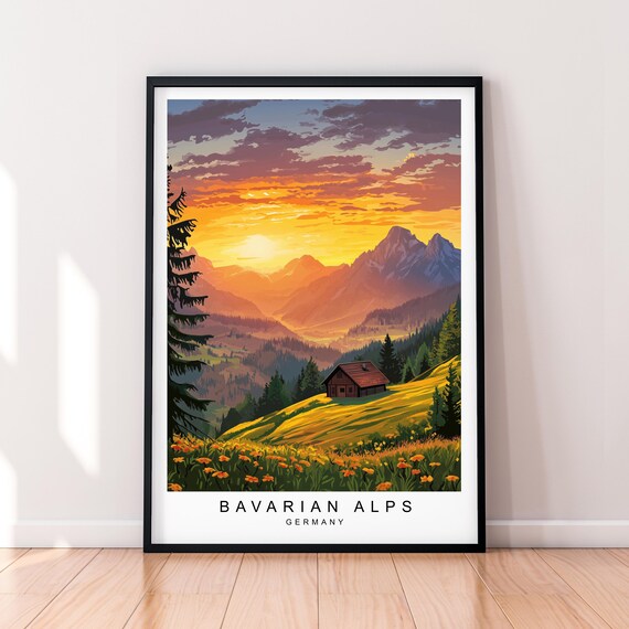 アルパカページ Bavarian Alps Landscape Nature Art Print Wall Decor Bavarian Alps