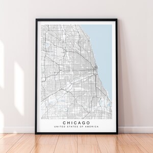 Chicago Illinois City Map Print Minimalistisch Home Chicago USA Kaart Poster Wall Decor