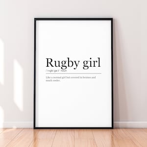 Rugby Girl Print Definition Poster Wall Art Minimalist Gift Present