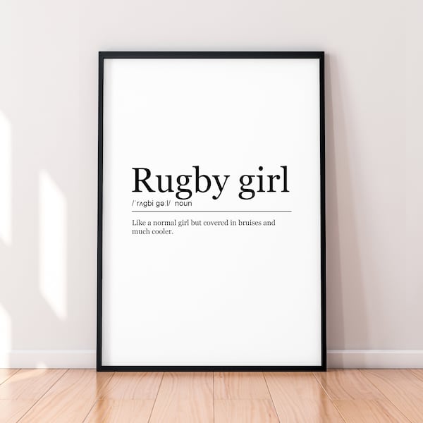 Rugby Girl Print Definition Poster Wall Art Minimalist Gift Present