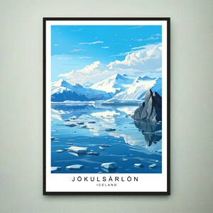 Stampa dell'illustrazione di Jokulsarlon Jokulsarlon Vatnajökull National Park Islanda Poster Regalo Stampa senza cornice