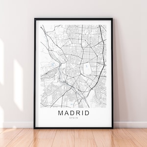 Madrid Spain City Map Print Minimalist Home Madrid Capital City Map Poster Wall Decor