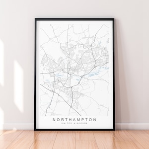 Northampton City England Karte Print Poster Minimalist Home Decor Northampton England UK Karte Poster Wand Kunst Dekor