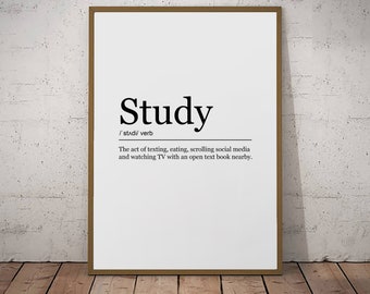 Study Print Fun Definition Poster Wall Art Minimalist Print