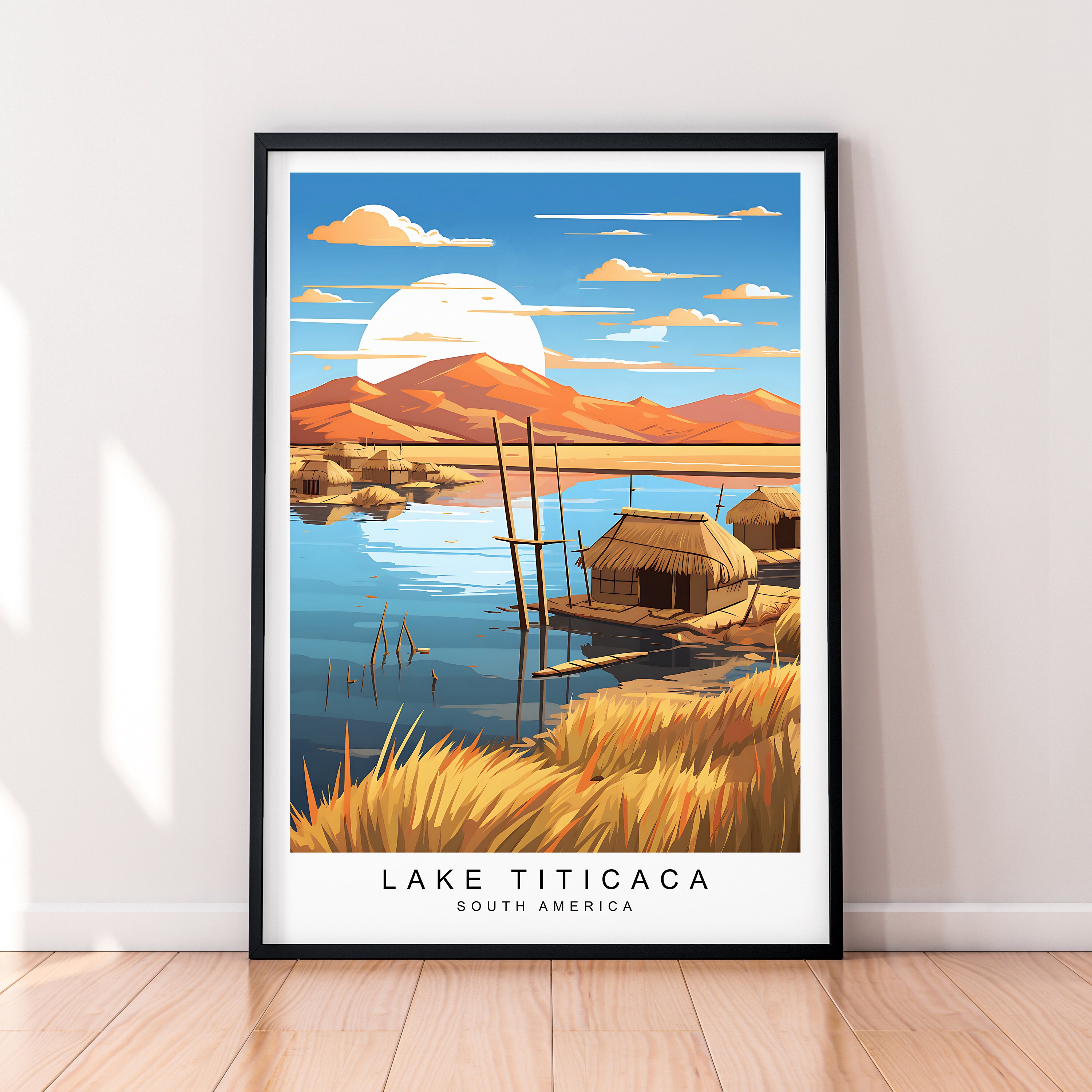 Lake Titicaca Illustration Print Lake Titicaca Travel Poster Gift Unframed Print