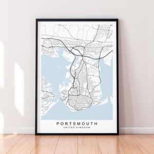 Portsmouth City England Map Print Poster Minimalist Home Decor Portsmouth England UK Map Poster Wall Art Decor