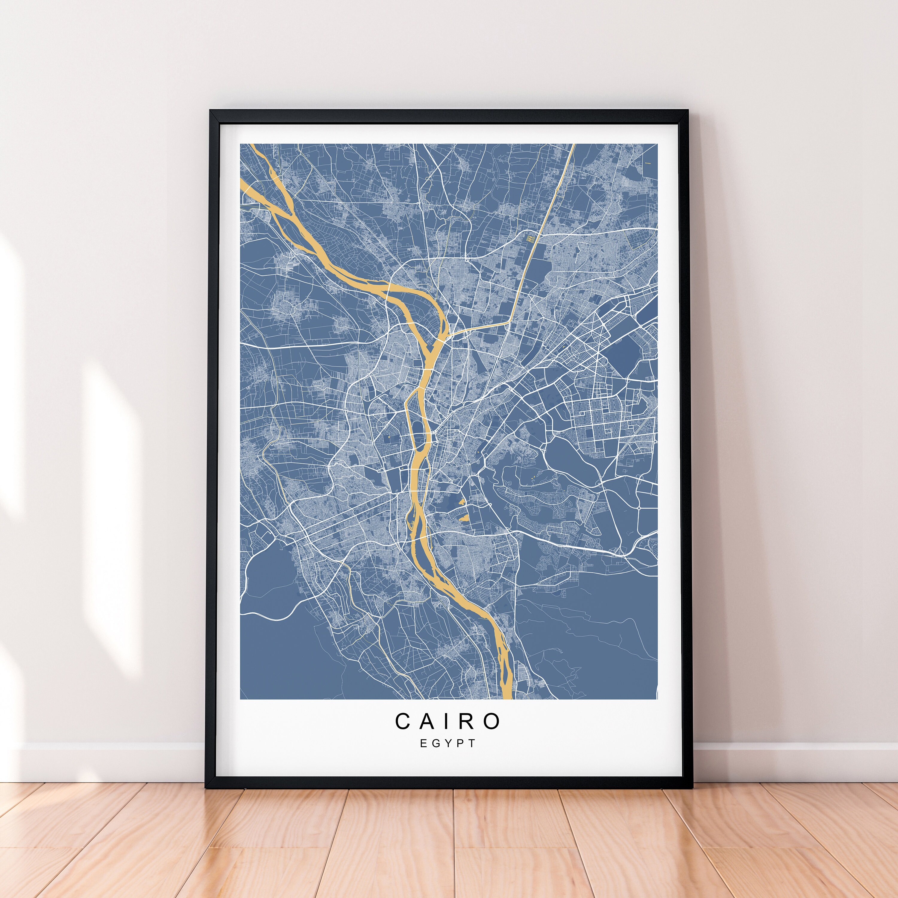 Cairo City Map Print Minimalist Egyptcairo Home Map Poster Wall Decor ...