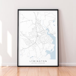 Lymington Map England Print Poster Minimalist Home Decor Lymington UK Town Map Poster Wall Art Decor