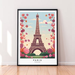 Paris Eiffel Tower France Print Colorful Art Poster Minimalist Home Travel Poster Wall Art Decor