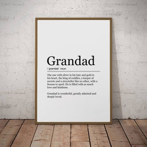 Grandad Print Definition Poster Wall Art Minimalist Grandfather Gift Print