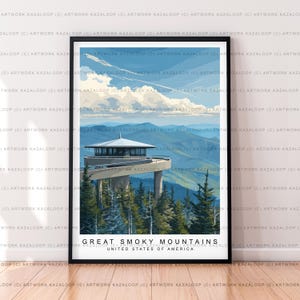 Great Smoky Mountains Illustration Druck Poster Kunst, Smoky Mountains Wandkunst, Natur Reise Poster, Great Smoky Mountains Poster