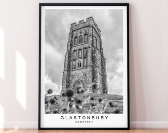 Glastonbury Tor Somerest Wydrukuj Minimalistyczny Dom Glastonbury Tor Plakat Podróżny Dekoracja Ścienna