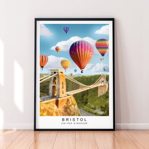 Bristol Suspension Clifton Bridge Watercolour style Print Poster Gift Unframed Print