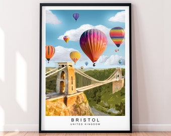 Bristol Suspensión Clifton Bridge Estilo acuarela Impresión Póster Regalo Impresión sin marco