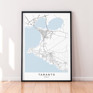 Taranto Town Map Italy Print Poster Minimalist Home Taranto Italia City Map Poster Wall Art Decor