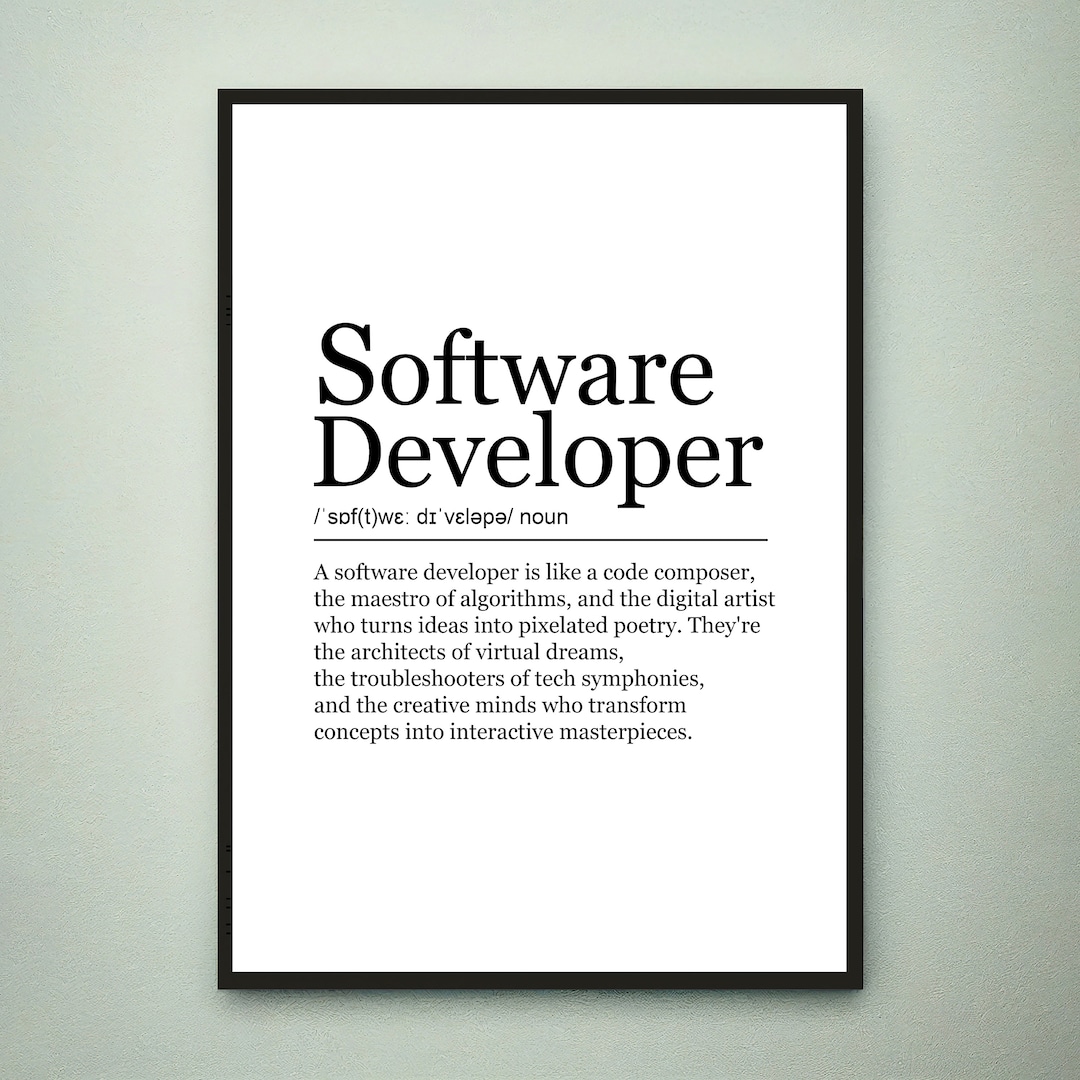 Software Developer Appreciation Fun Print Definition Poster Wall Art ...