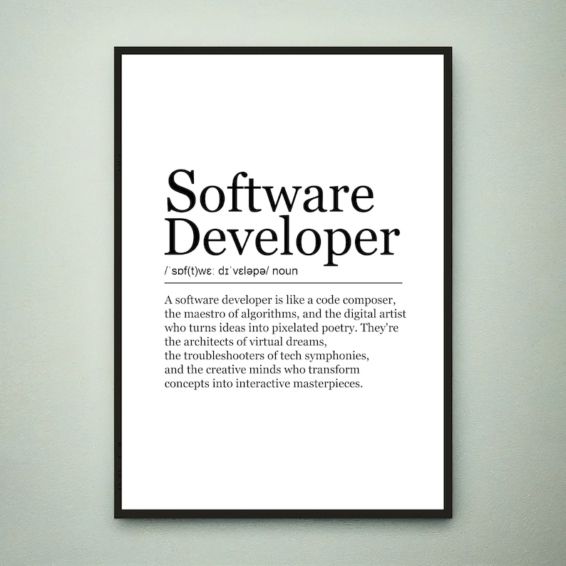 Software Developer Appreciation Fun Print Definition Poster Wall Art ...