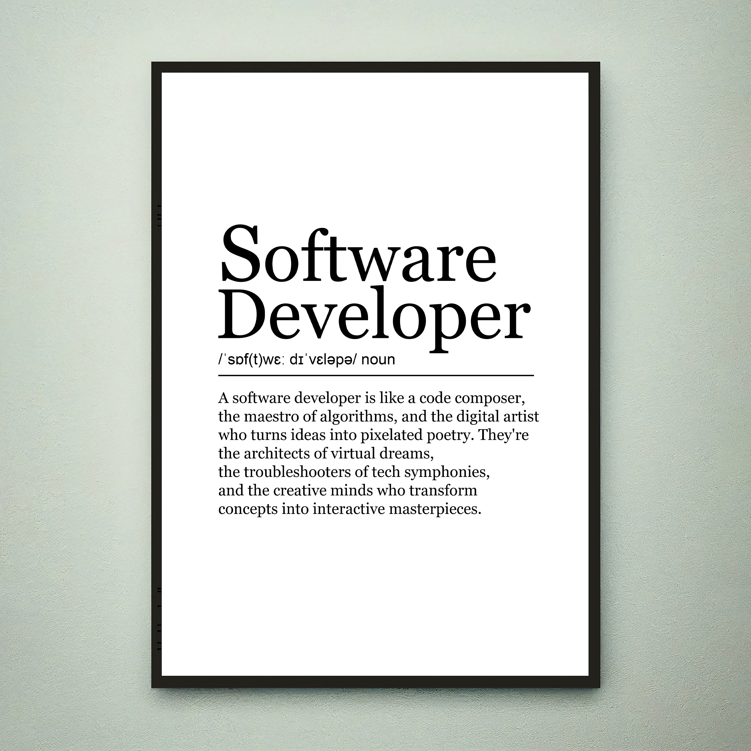 Software Developer Appreciation Fun Print Definition Poster Wall Art ...