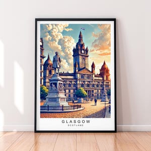 Glasgow City Chambers Illustration Poster Unframed Scottish Art Print