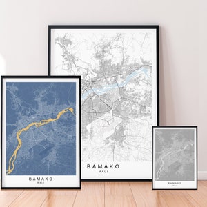Bamako City Map Print Minimalist Bamako Mali Home Map Poster Wall Decor - Mixed Colors Available
