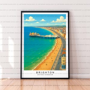 Brighton Seafront Unframed Illustration Print Poster Art Coastal Beach Wall Decor Brighton Sea View Travel Artwork Brighton Style Poster