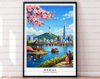 Seoul Spring Art Illustration Print Seoul Poster Gift Unframed Print