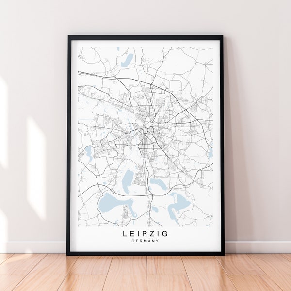 Leipzig City Map Germany Print Poster Minimalist Home Decor Leipzig Germany Map Poster Wall Art Decor