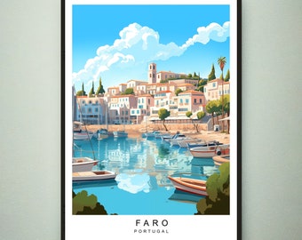 Faro Illustration Print Faro Portugal Travel Poster Gift Unframed Print