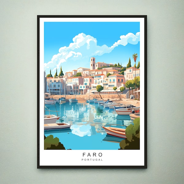 Faro Illustration Print Faro Portugal Travel Poster Gift Unframed Print