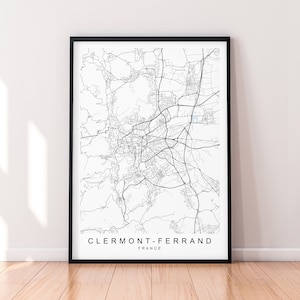 Clermont-Ferrand City Map Frankrijk Print Poster Minimalistisch Home Decor Clermont-Ferrand France Town Map Poster Wall Art Decor