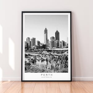 Perth Skyline Travel Illustration Print Perth Australia Poster Wall Art Gift Unframed Print