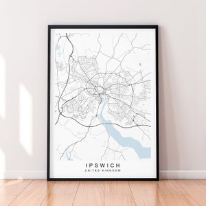 Ipswich City Engeland Kaart Print Poster Minimalistisch Home Decor Hoge Ipswich Engeland UK Kaart Poster Wall Art Decor