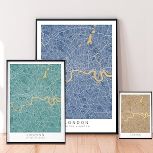 Impression de carte de la ville de Londres, décoration murale minimaliste, affiche de carte de la maison de Londres - Différentes couleurs disponibles
